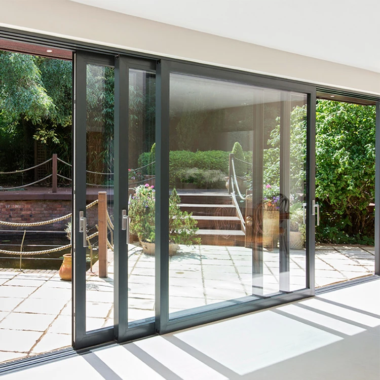 Factory price 3panels aluminium doors new design custom metal aluminum 3 panel glass sliding patio door