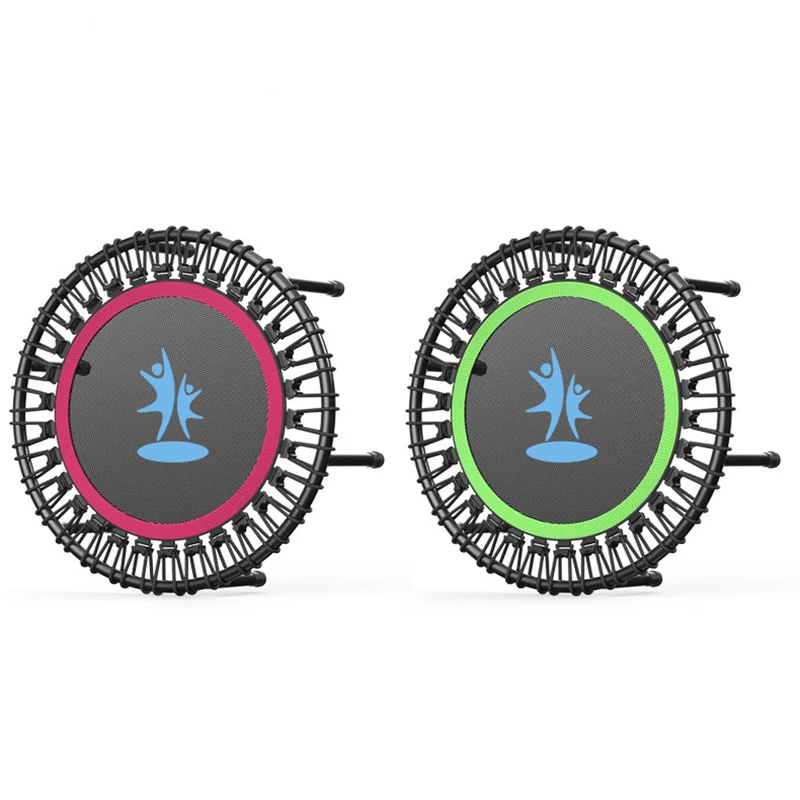 Folding Fitness Trampolines, Rebound Recreational Exercise Mini Trampoline with 5 Level Adjustable Foam Handle