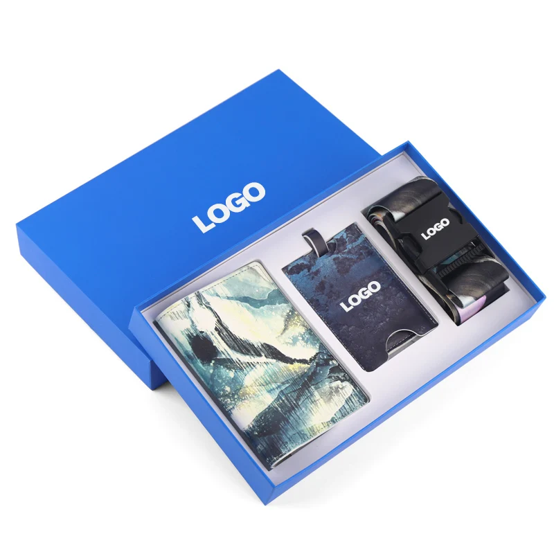 Novelty 2024 luxury custom logo luggage tags and passport holder slim passport holder luggage tag travel gift set
