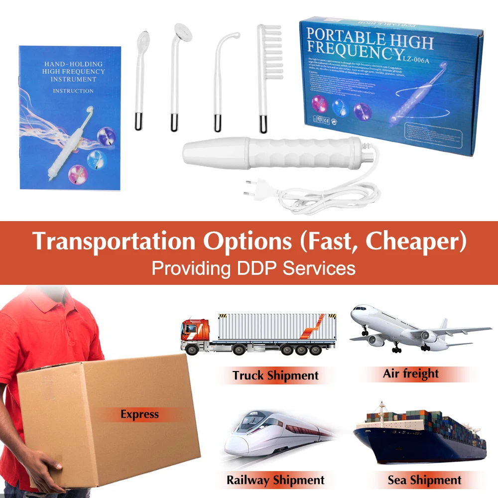 Home Use SPA Galvanic Orange Blue Violet Anti-Aging Acne Removal Treatment Skin Therapy Care Facial High Frequency Wand Machine