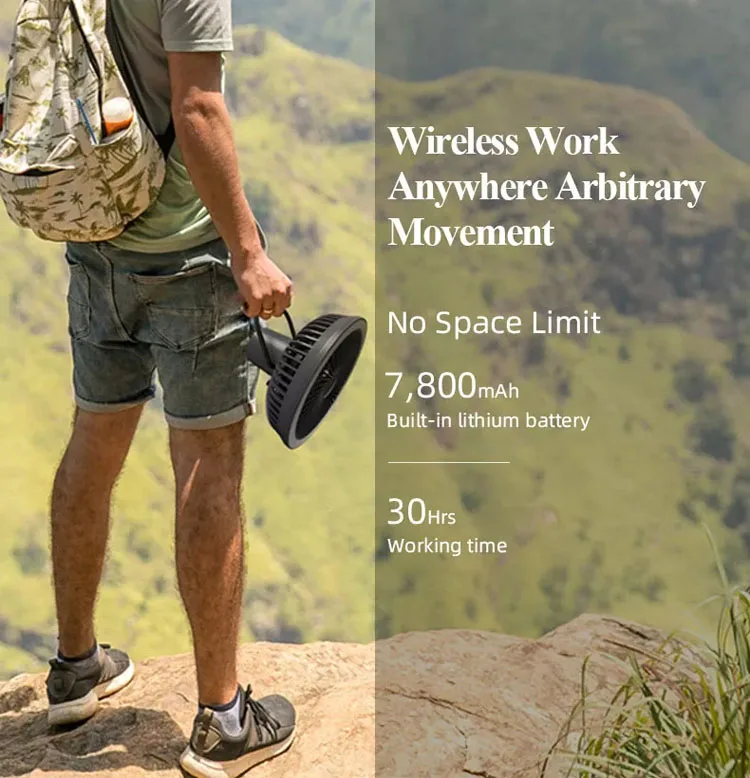 Hebron New Product Outdoor Electric Heater Fan For Camping Tent Camping Fan Folding Mini Portable Electric Fan