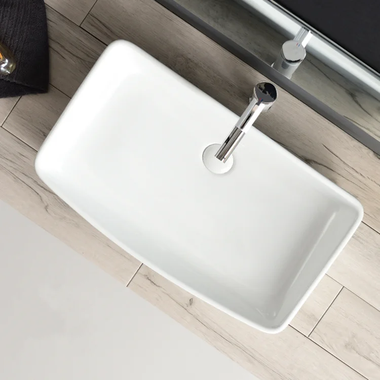 Made in china hotel rectangular ceramic table top basin bathroom sink