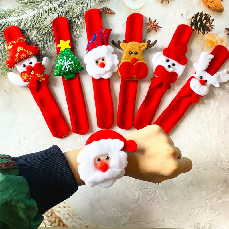 Christmas Cute Cartoon Snap Bracelet Snowman Clap Circle Christmas Hand Slap Clap Christmas Toys For Kids
