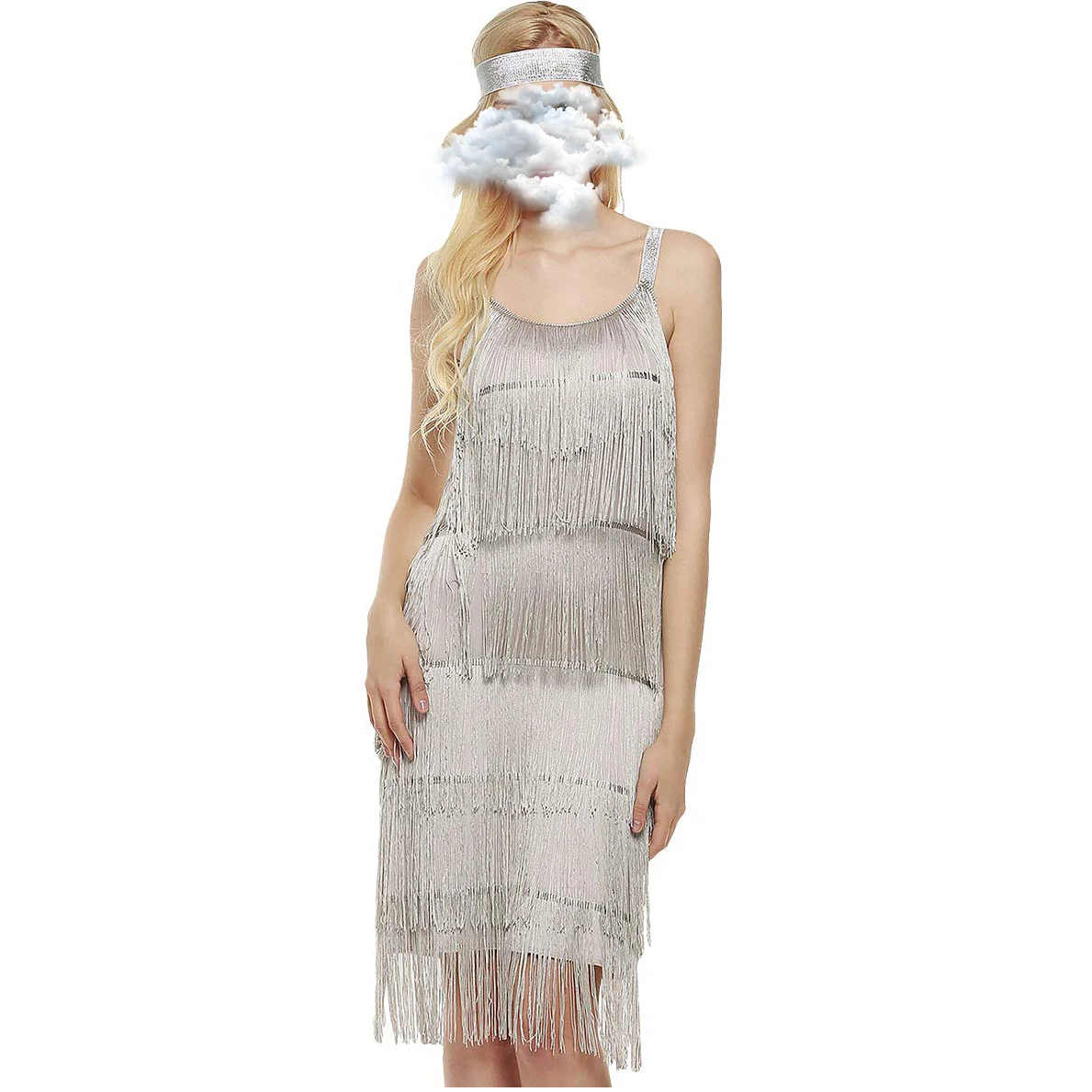 2021 модные серые бахромой Хлопушки для танцев женские 1920s с кисточками; Нарядные туфли с декоративной застежкой коктейльное платье для вечеринок с бахромой костюм Хлопушки
