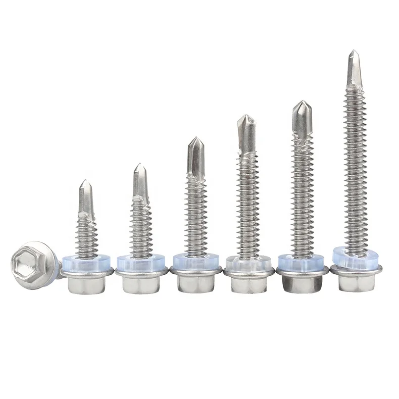 hexagon head Self Drilling Screw/Hex Flange Head Self Drilling Screw Roofing Screws with Round Sealing Rubber Washer