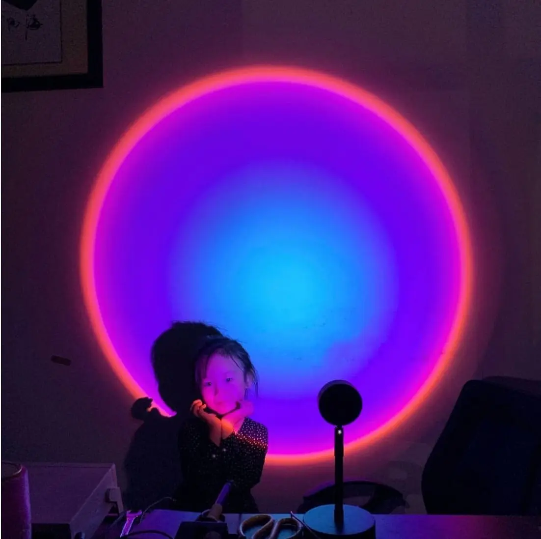 2021 New Arrivals Wholesale 180 Degree Rotation Colorful LED Sunset Floor Lamp Rainbow Projector Light For Photograph