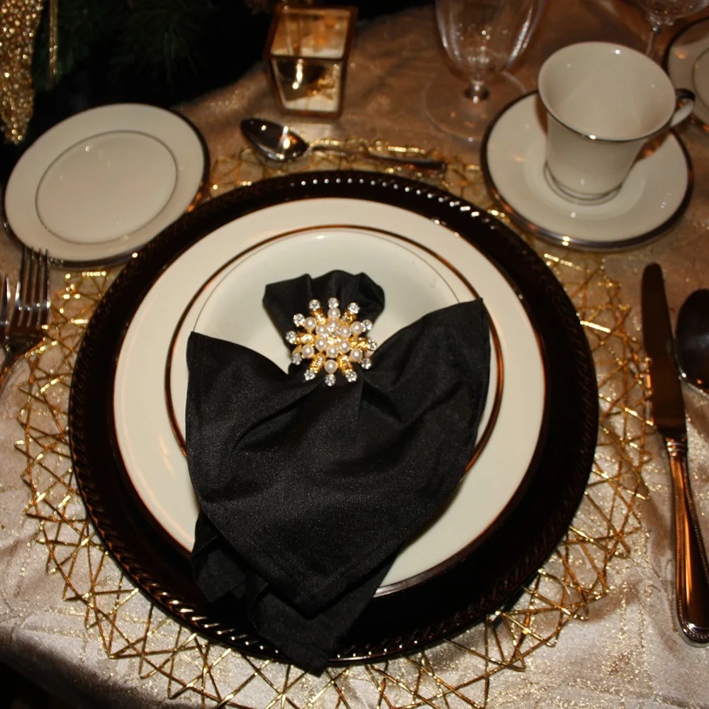 Wholesale Snow Flower Pearl Rhinestone Napkin Rings Buckles Wedding Party Dinner Decorative Table Napkin Ring Holder