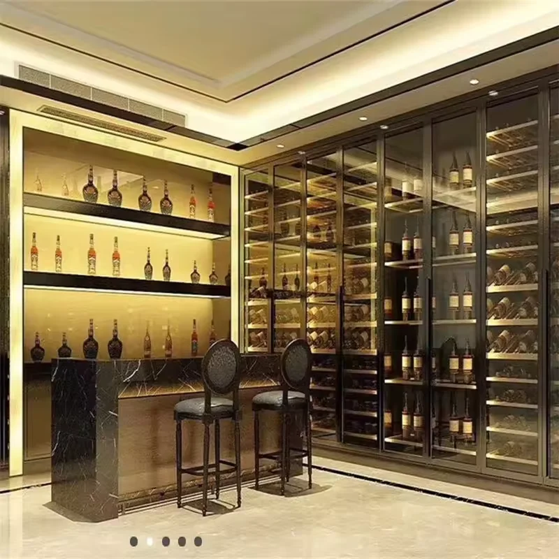 Stainless steel wine display shelves temperature control wine cabinet for restaurant