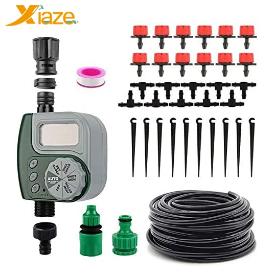 
with Hose for Garden Flower Bed Lawn Automatic Drip Irrigation Kit with Hose Timer Self Watering Kits Garden Irrigation System 
