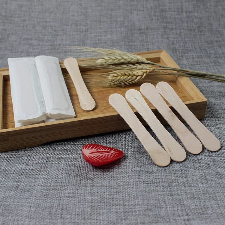 Factory Direct Disposable Birch Wooden Ice Cream Spoon 93mm birch wood ice cream spoon hot stamping for ice cream