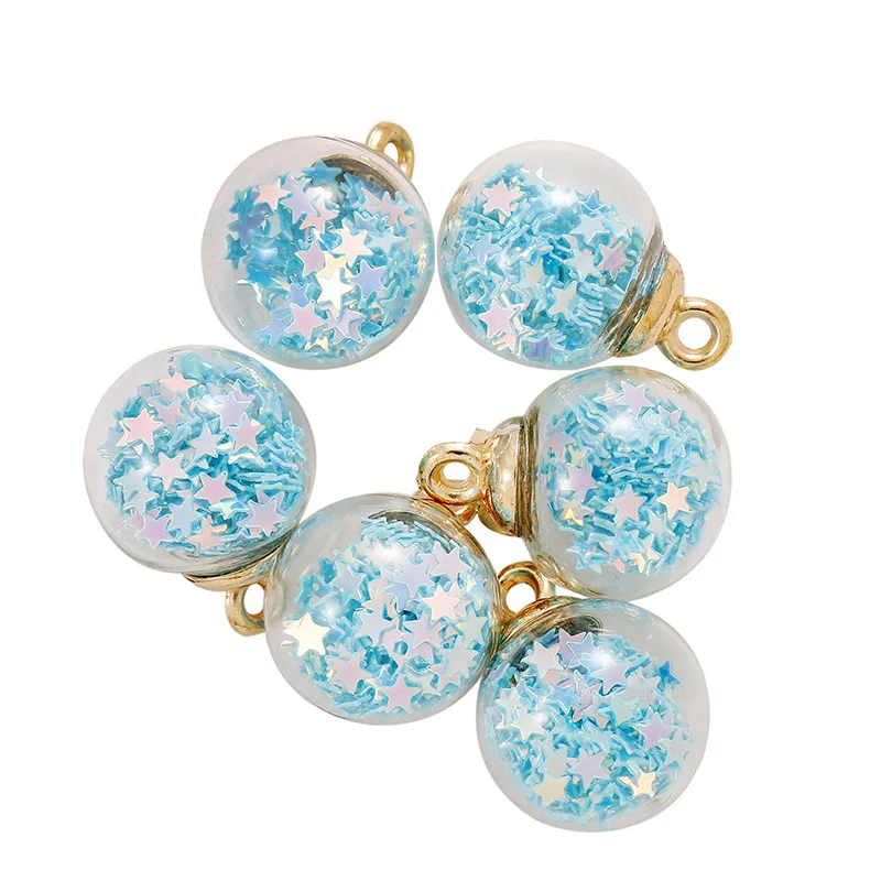 Charms Star Sequins Transparent Glass Ball 16mm Pendants Crafts Making Findings Handmade Jewelry DIY for Earrings Necklace