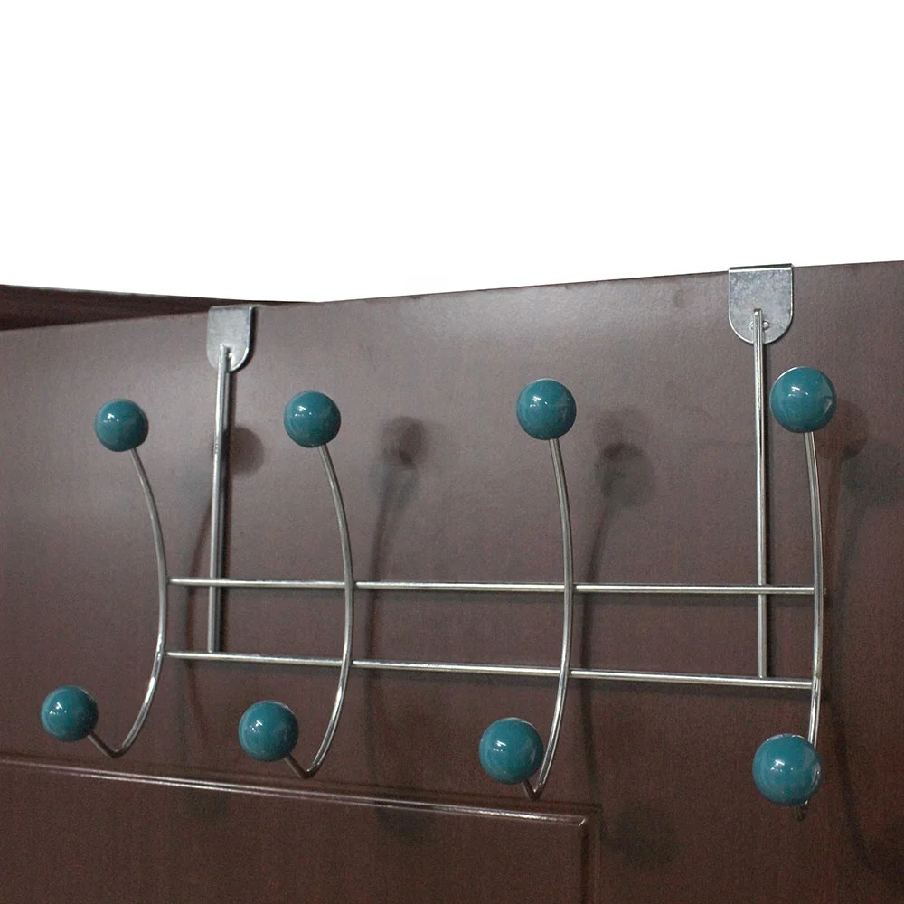 Chrome Metal Over-the-Door 8-Hook Organizer Rack Bathroom Sets with Door Hook Hanger