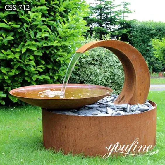 Garden metal waterfall with rain curtain customized corten steel water feature outdoor