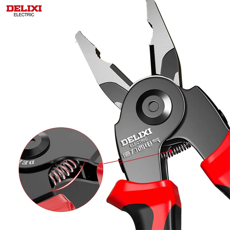 DELIXI ELECTRIC 5 In 1 Electrician Plier Needle Nose Plier Multifunctional Hardware Household Manual Tool Set for Wire Stripping