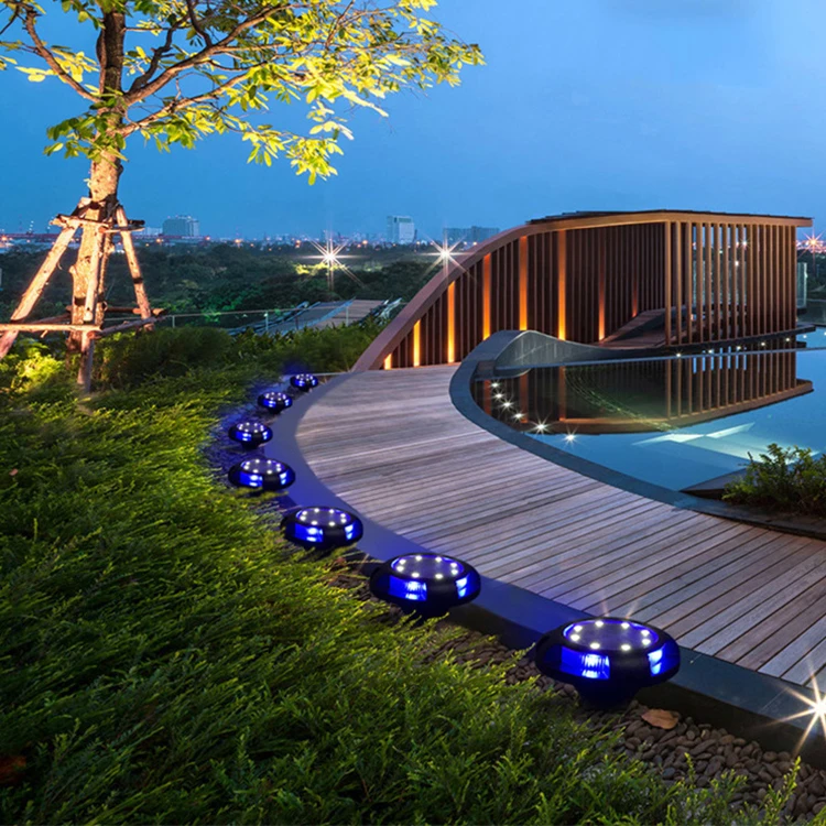 Waterproof Led Landscape Lighting Pc Lawn Lamp Disk Garden Solar Ground Lights Outdoor