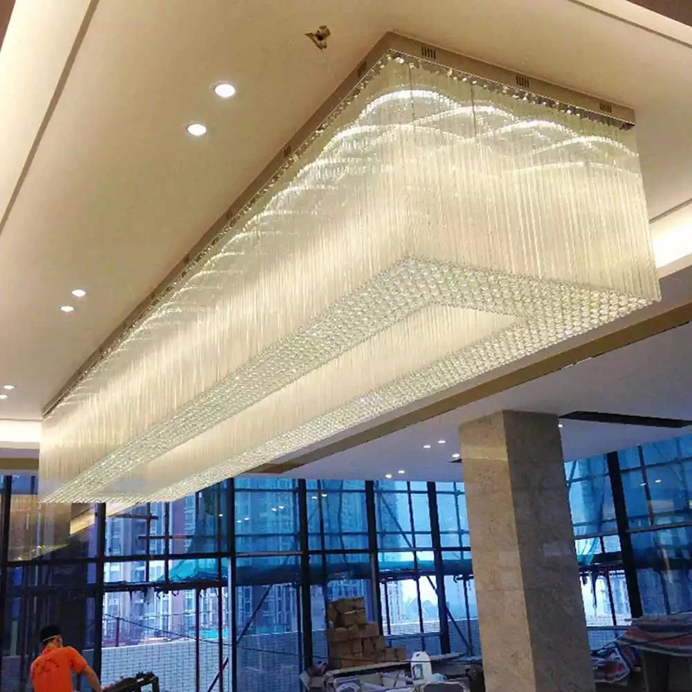 
Zhongshan High Quality Flush Mount Modern Crystal Ceiling Light Design led ceiling lamp rectangle meeting room chandelier  (1600148938576)