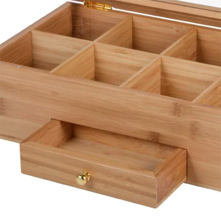 
Home furniture holder drawer bag storage organizer natural tea box bamboo 