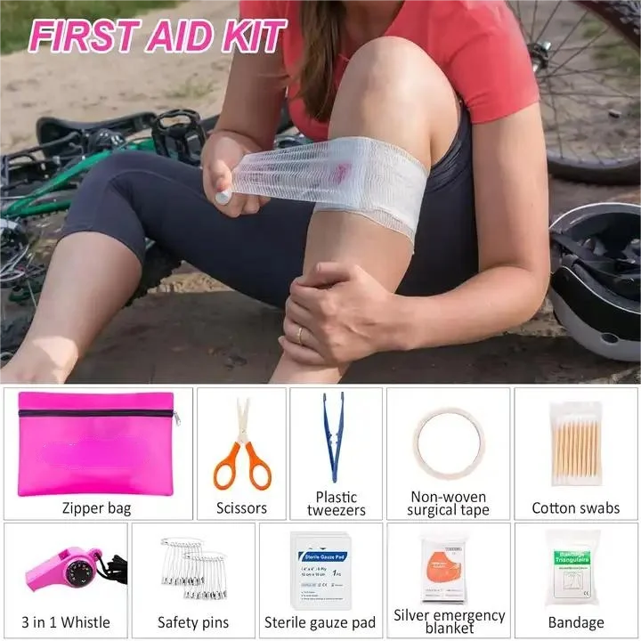 Manufacturers direct selling 54 PCS pink emergency roadside aid kit car emergency tool First Aid Kit for Vehicle