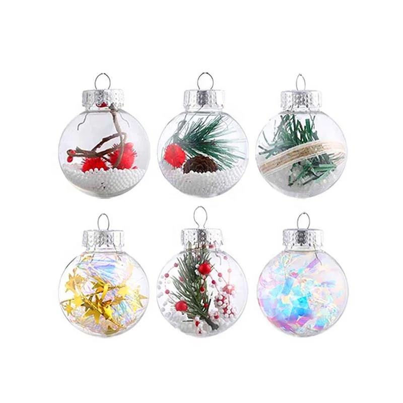 Wholesale Transparent Round Snow Globe Style From Christmas Tree Personalized Hanging Ornaments Glass Balls