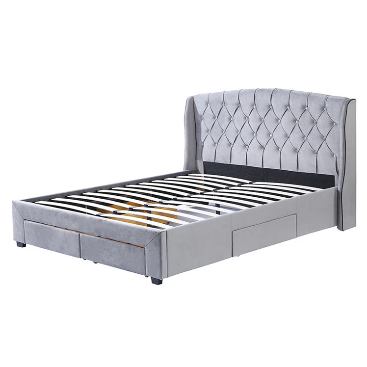 WIN FORCE Modern Bedroom Furniture With Large Capacity ODM Light Grey Wooden Bed