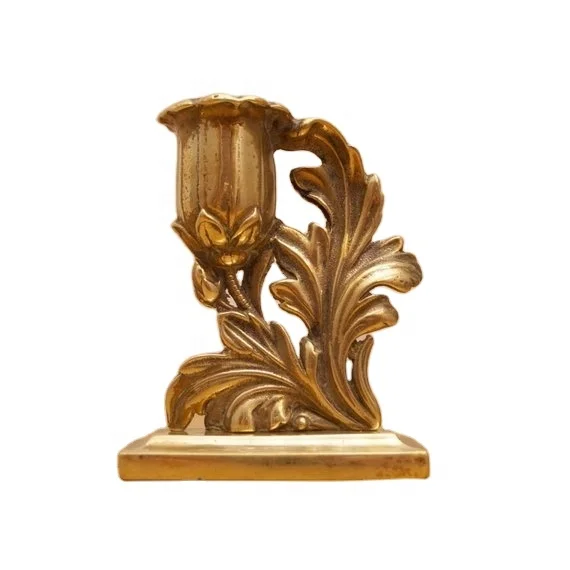 Solid brass candle holder in a flower shape
