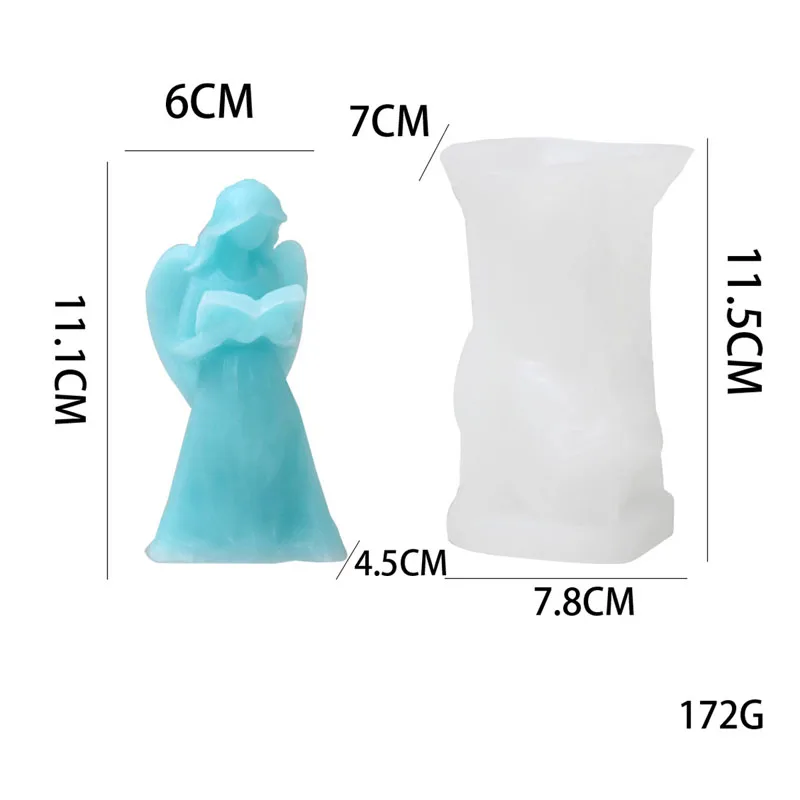 Fashion Design Reading Book Angel Girl Candle Mold Silicone Angel Mold