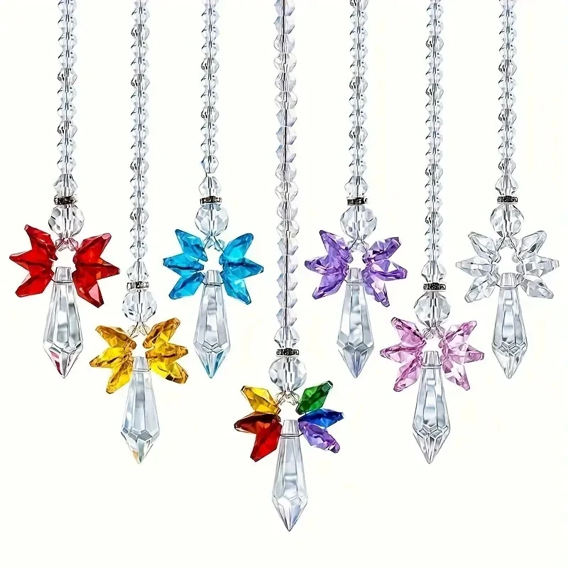 Wholesale Factory Price Angel Wing Charm Sun Catcher Hanging Crystals Prism For Sale Rainbow Car Pendant Hanging Angel Decor