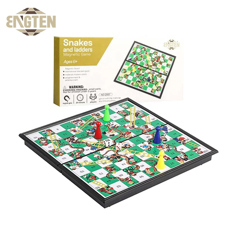 Hot Sale Educational Plastic Classic Board Game Set Magnetic Board Popular Chess Game Snakes and Ladders  for Kids Adults