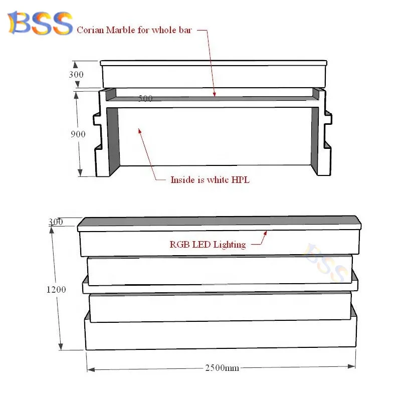 Basement Bar Design Contemporary Custom Made Wholesale High Quality Beautiful Corian Led Light White Basement Bar
