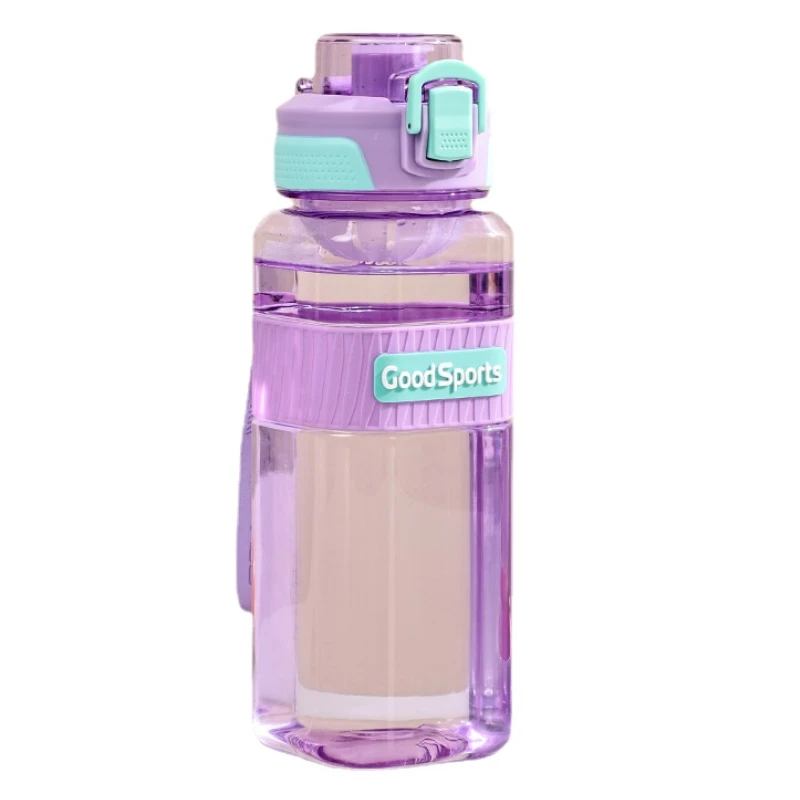 Simple Student Transparent Plastic Water Bottle with Silicone Grip