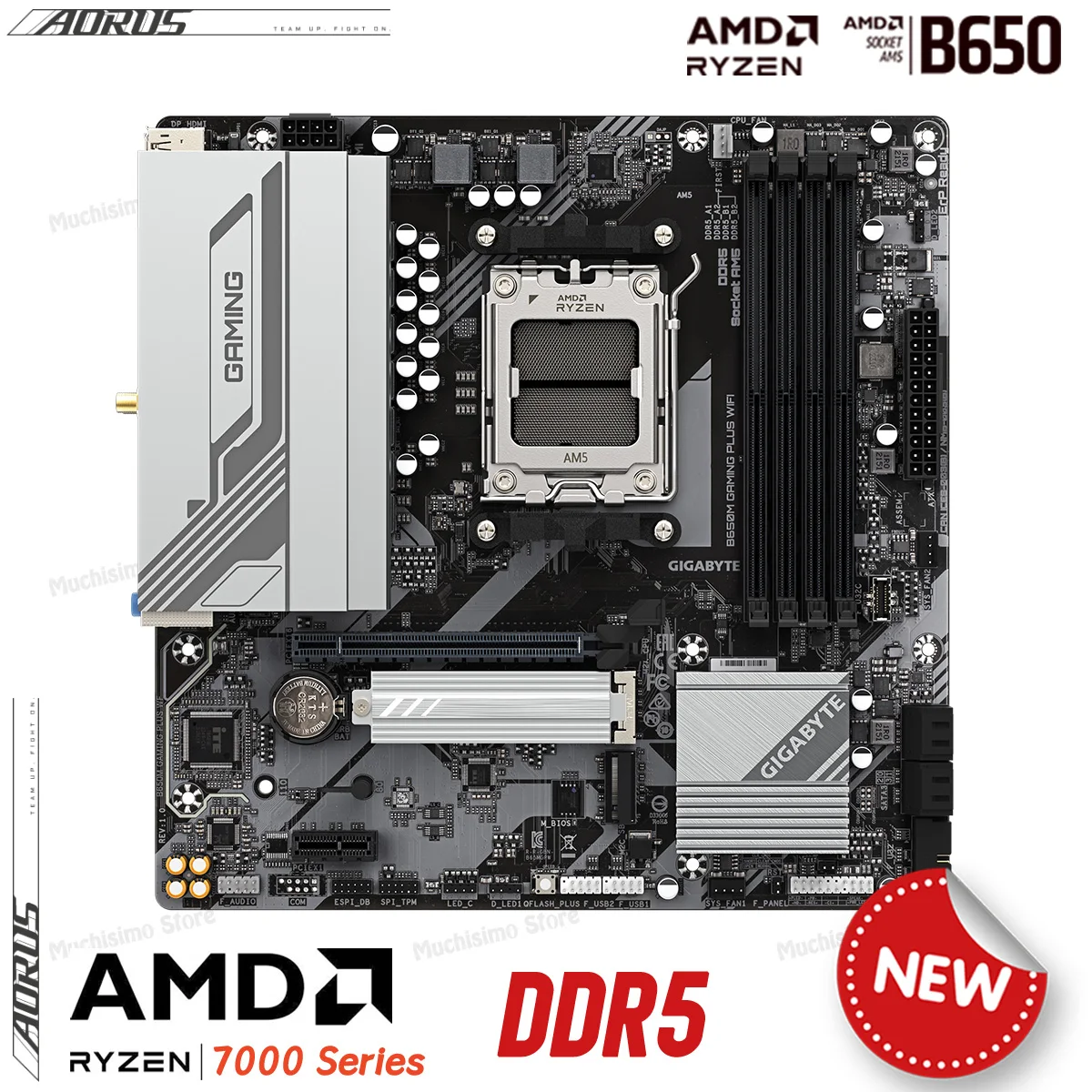Gigabyte B650M игровая PLUS WIFI AM5 материнская плата DDR5 AMD B650 настольная для Ryzen 8000 серии am5 cpu amd b650 m-ATX