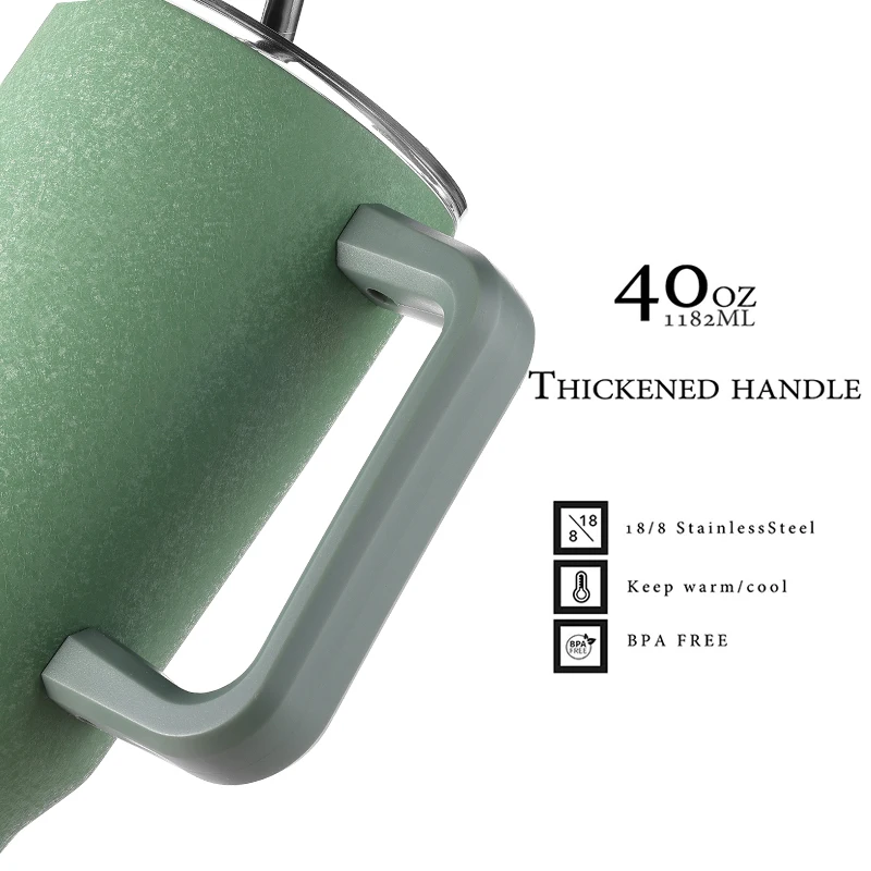 ODM New Design Arrival 40oz Double Stainless Steel Wall Vacuum Insulated Wine Tumbler With Handle And Straw