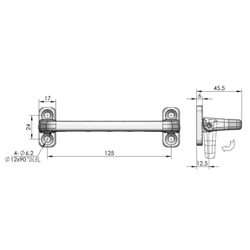 Aimino High Quality Funiture Hardware Drawer Handle Pull Kitchen Cabinet Door Handles Folding Aluminum Handle