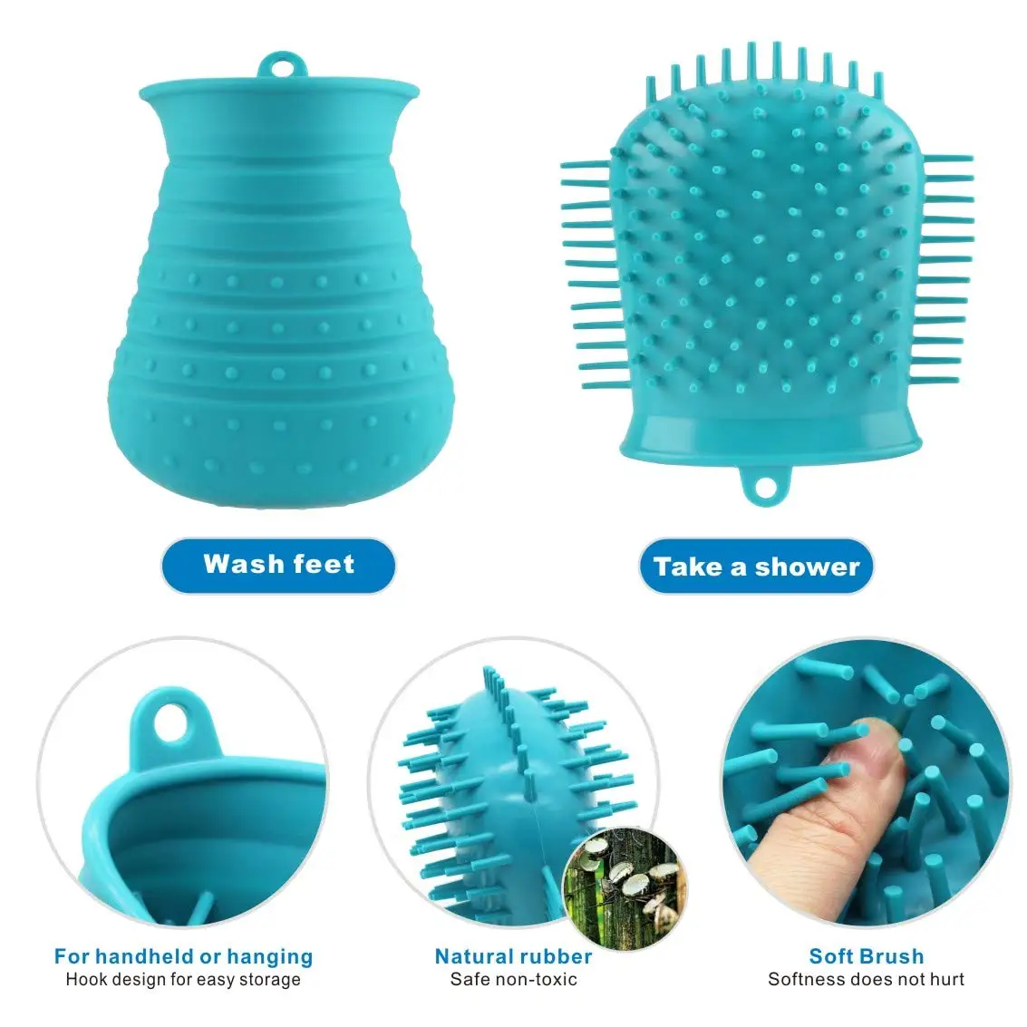 Blue Green Dog Paw Cleaner Cup Bathing Brush 2 In 1 Portable Pet Foot Cleaner Silicone Grooming Paw Washer For Medium Large