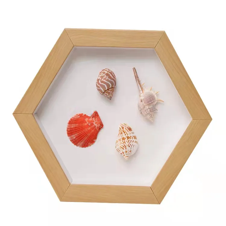 Hexagon Shaped Shadow Box Photo Frame with hollow 2cm For DIY Art Crafts  Flowers, Plant,Pins, Medals,Tickets And Photo Display