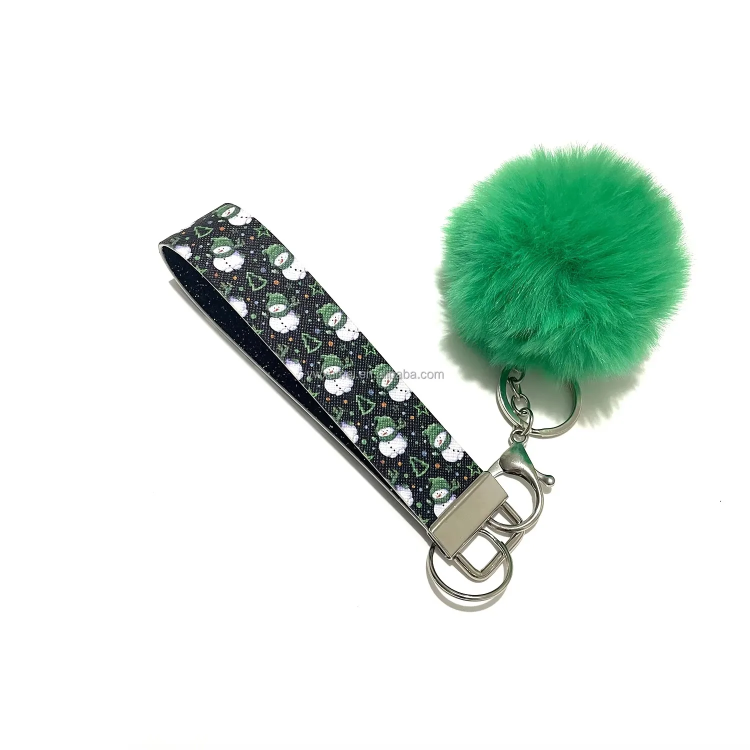 New Leather Wrist Strap Keychain Halloween and Christmas Pattern Self-Defense Key Chain Accessories