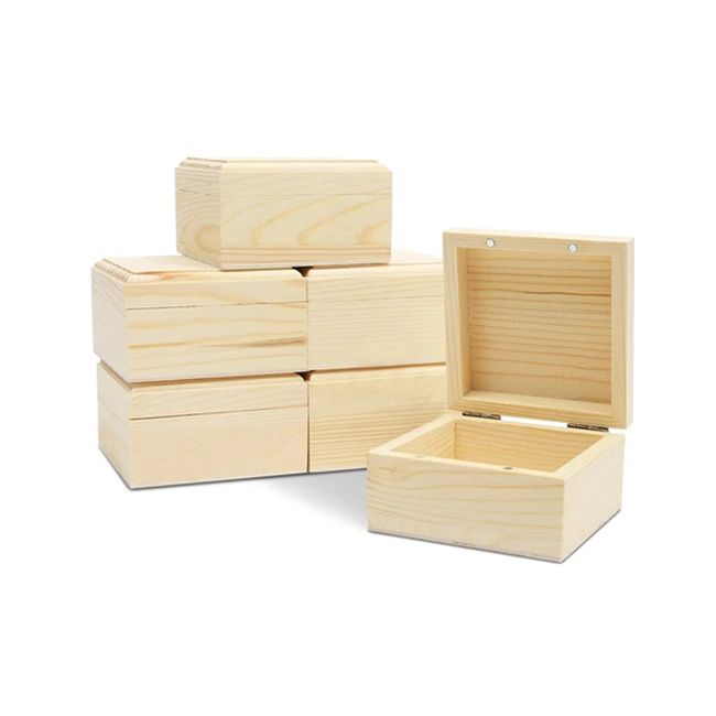 Unfnished DIY mini pine square wood jewelry box craft box socks box