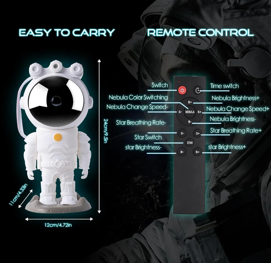 Star Projector Night Light with Remote 360 Adjustable Design Astronaut Nebula Gal axy  for Children Adults party laser light