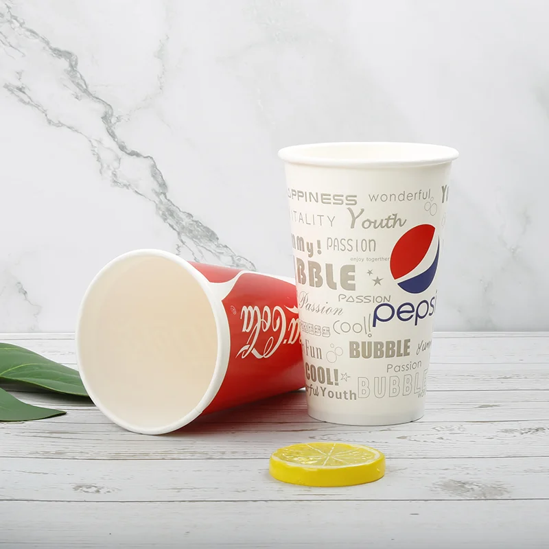Custom LOGO Printed Takeaway Disposable Double PE Cold Drink Paper Cup