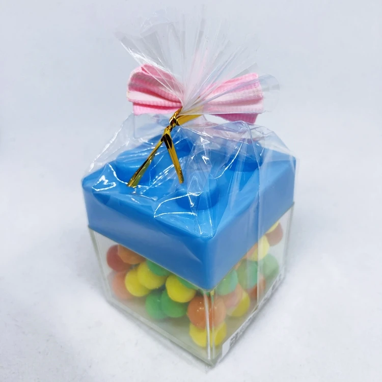 BLUE PLASTICS BUILDING BLOCKS CANDY AND TOY