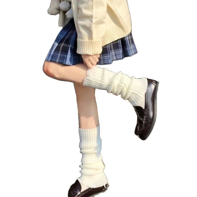 New Leg Warmers Long Socks For Women Fashion Keep Warm Slouch Socks White Knitting Lolita Maiden Socks