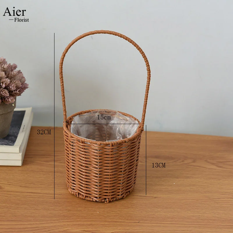 Aierflorist Flower Arrangement Basket Straw Wicker Hanging Flower Wicker Basket Gift Flower Arranging Basket