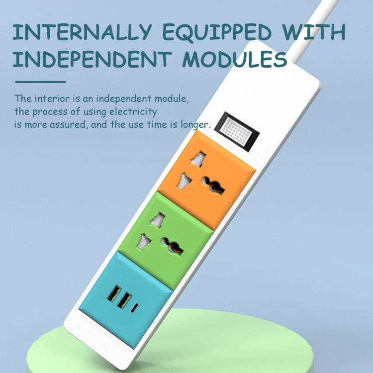 Factory wholesale 2 way power plug extension board with USB c port electric socket extension tabletop Power Strip