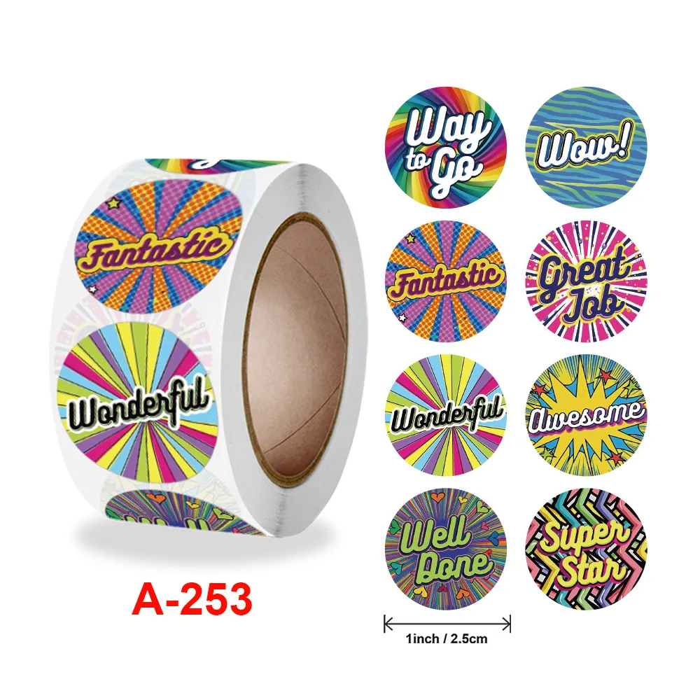 1 Inch Cartoon patterns, fun to encourage labels adhesive sticker,Iridescent cloud stickers