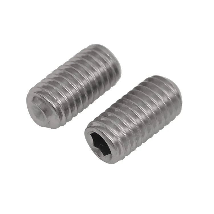 DIN916 Flat Set Screw 304 Stainless Steel Inner Hexagon Socket Set Screws With Flat Point Headless Grub Screw