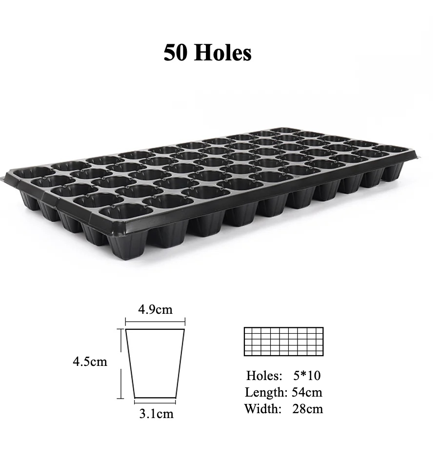 50 Holes Factory Direct Produced High Quality Plastic Seedling Nursery Trays 60g/piece for Planting