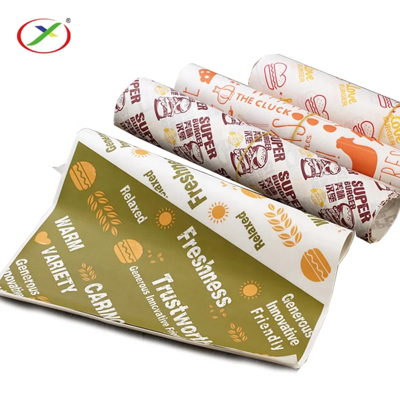 Greaseproof Food Packaging Paper for Wrapping Hamburgers Hot Dog And Bread