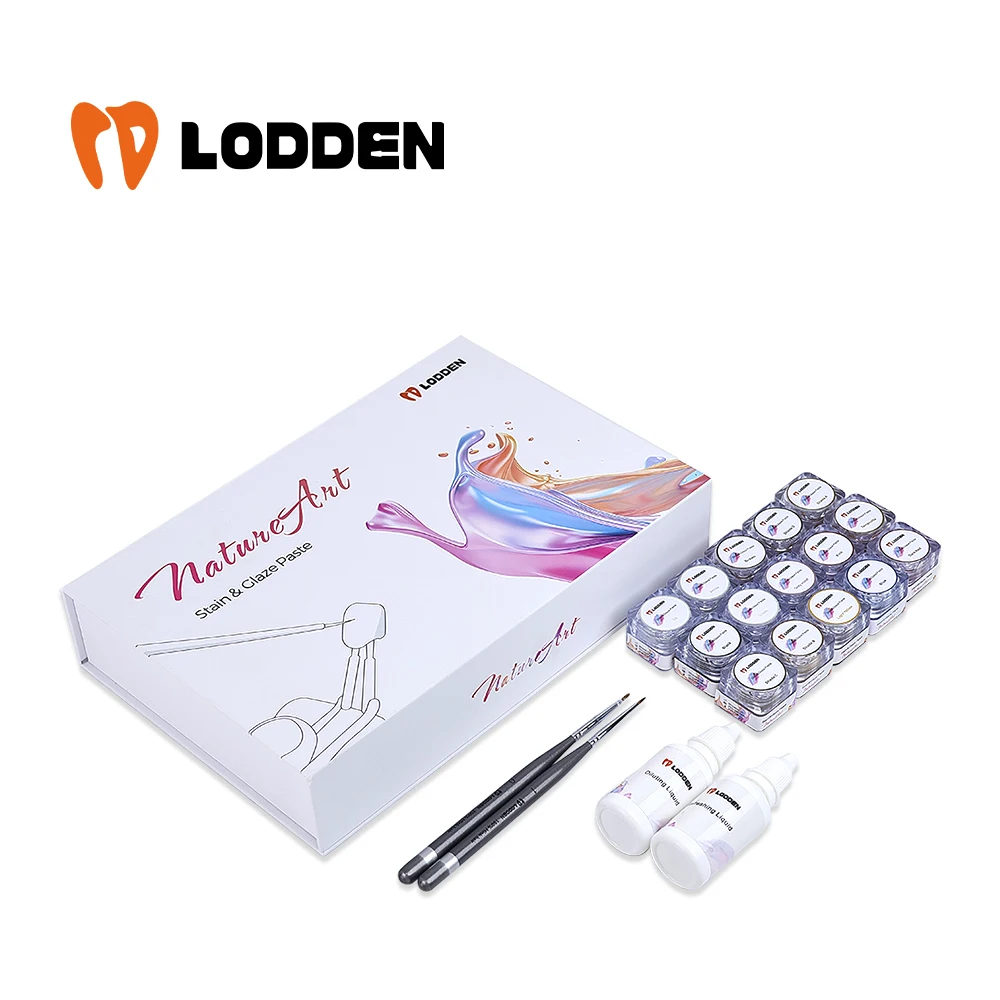 LODDEN dental ceramic glaze stain 15 Paste+2 Liquid+2 Porcelain pen dental glaze paste