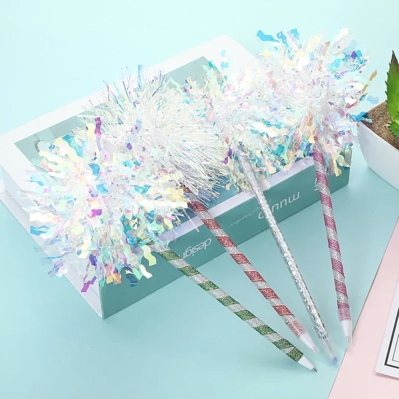 Party Pens for Wedding Thanksgiving Day Custom Logo Shiny Colored Silk Ornaments Gel Ball Pen for Girls