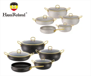 home kitchen cast iron 1-7pcs die cast big full aluminum pots set cooking nonstick non stick cookware sets